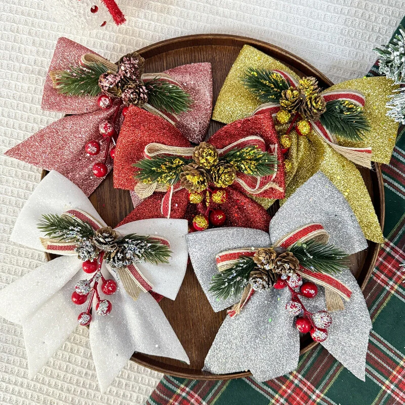 1/2/3 τμχ Χριστουγεννιάτικα κουκουνάρια Φιόγκος Μεγάλη παγιέτα Χριστουγεννιάτικα δέντρα Κρεμαστά Φιόγκοι Στεφάνια Γάμου Διακόσμηση σπιτιού Προμήθειες DIY Craft