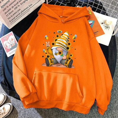 Φούτερ Νέα μόδα Γυναικείες ανδρικές μπλούζες με αστεία Bee Gnome με στάμπα μακρυμάνικο μονόχρωμο φαρδύ μπλουζάκι με κουκούλα