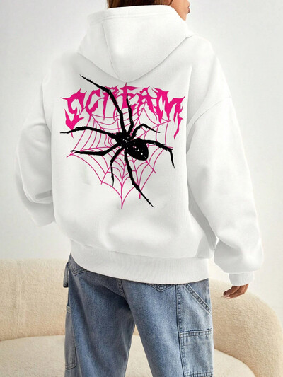 Hoodie Rose Butterfly Impossible Letter Graphic Print Γυναικεία φούτερ Μόδα Ζεστή κουκούλα Φαρδιά Casual Hoodies Fleece Soft