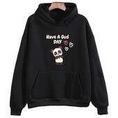 Jó napot kívánok Kawaii Cartoon Panda Graphic Print női pulóverek Nagy méretű pulóverek Kiváló minőségű női kényelmes pulóver