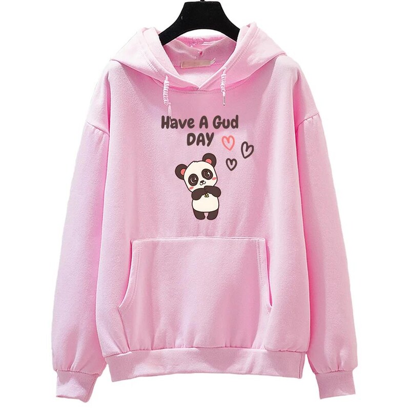 Jó napot kívánok Kawaii Cartoon Panda Graphic Print női pulóverek Nagy méretű pulóverek Kiváló minőségű női kényelmes pulóver