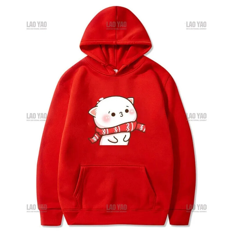 Pāra drēbes Ziemassvētku tematikā silts džemperis Jauki Ziemassvētku šalle Persiki un oša oša kapuces Smieklīgi persiku kaķu puloveri