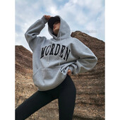 Rudens ziemas kokvilnas kapuces, burti, apdruka, flīsa pelēki sporta krekli Sieviešu melni puloveri sieviešu apģērbi augstas kvalitātes apģērbi