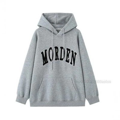 Rudens ziemas kokvilnas kapuces, burti, apdruka, flīsa pelēki sporta krekli Sieviešu melni puloveri sieviešu apģērbi augstas kvalitātes apģērbi