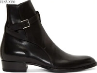 Jesenske britanske smeđe crne matirane prave kožne kopče na gležnju, kratke čizme sa šiljatim prstima, muške kaubojske visoke retro čizme