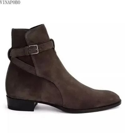 Jesenske britanske smeđe crne matirane prave kožne kopče na gležnju, kratke čizme sa šiljatim prstima, muške kaubojske visoke retro čizme