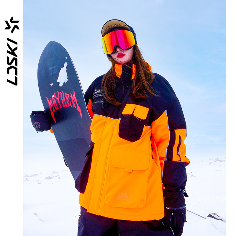 LDSKI Slēpošanas jakas Sievietēm Vīriešu Snovborda Ziemas Parki Elastīga aproce Liela ietilpība Kabata Brīvi Silti Ūdensizturīgi Vēja Necaurlaidīgi Mēteļi