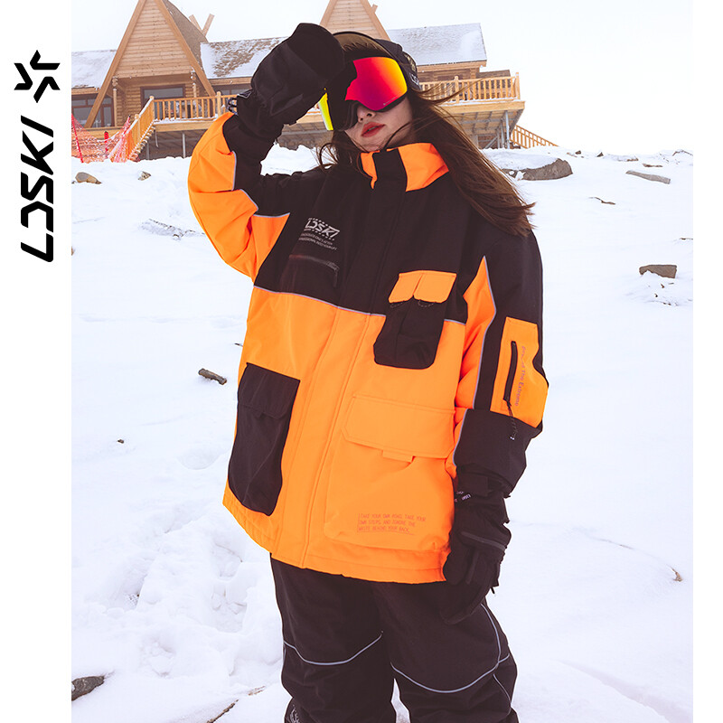LDSKI Slēpošanas jakas Sievietēm Vīriešu Snovborda Ziemas Parki Elastīga aproce Liela ietilpība Kabata Brīvi Silti Ūdensizturīgi Vēja Necaurlaidīgi Mēteļi