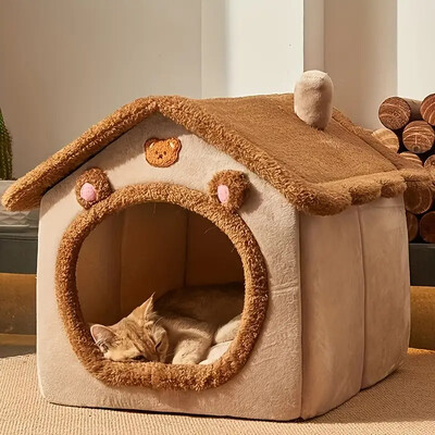 Сгъваема къща за домашни любимци Подвижна миеща се къща за котки Puppy Cave диван Pet Bed House за много малки кучета и малки и средни котки