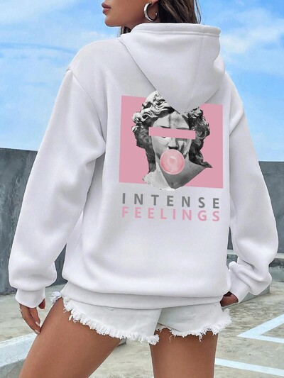 Sculpture Intense Feelings Printing Women Hoodies Casual Sports Tide Hoody Fleece Топли удобни модни улични дрехи с качулка