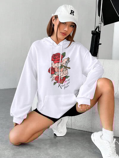 Ženska majica s printom Always Frust Your Heart Modna majica s kapuljačom velikih veličina Ležerni pulover s krznenom podstavom Korejski S-XXL ženski pulover s kapuljačom