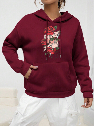 Ženska majica s printom Always Frust Your Heart Modna majica s kapuljačom velikih veličina Ležerni pulover s krznenom podstavom Korejski S-XXL ženski pulover s kapuljačom