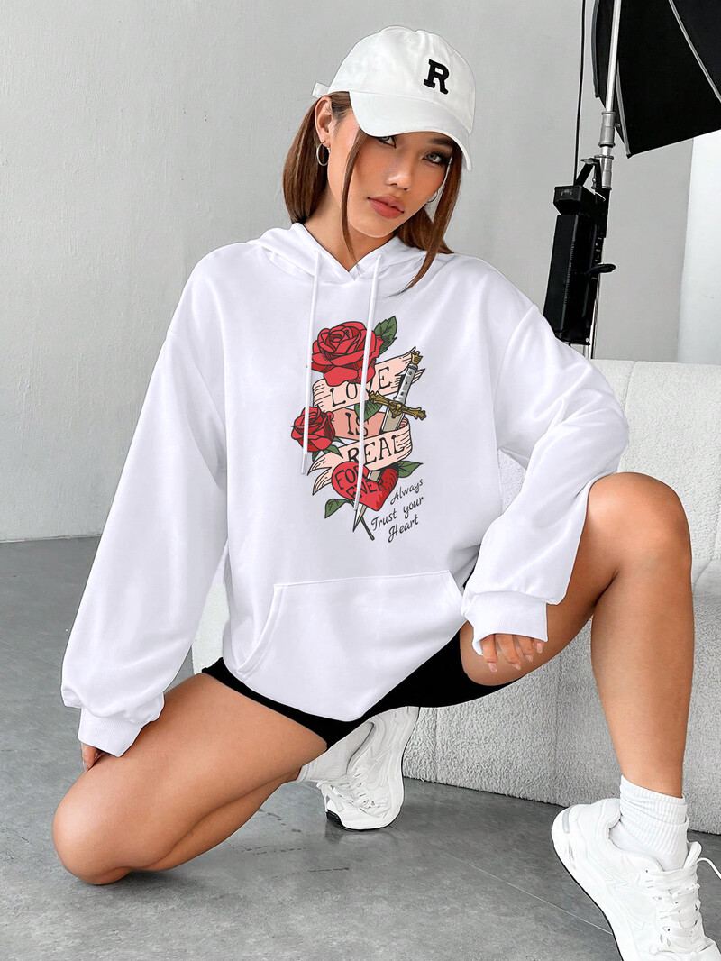 Ženska majica s printom Always Frust Your Heart Modna majica s kapuljačom velikih veličina Ležerni pulover s krznenom podstavom Korejski S-XXL ženski pulover s kapuljačom