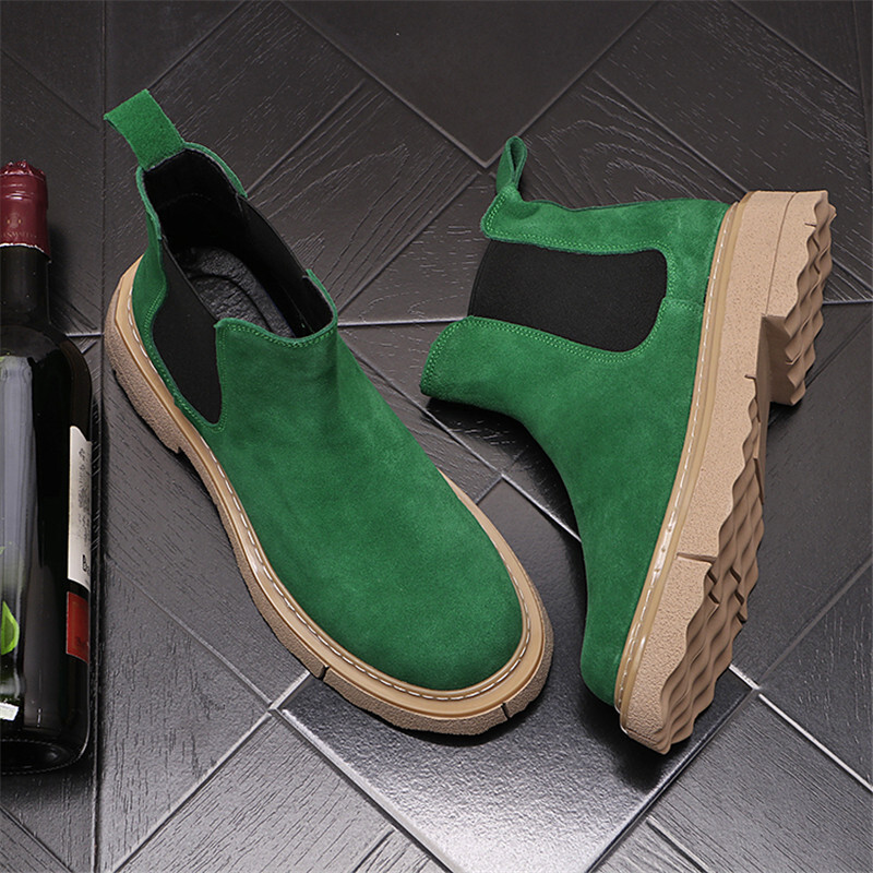 Ανδρικές μπότες Chelsea 2024 Υψηλής ποιότητας ανδρικές μπότες αστράγαλο Ανδρικά Vinage κλασικά παπούτσια φορέματος Μαύρα πράσινα Business Madehan Ανδρικά παπούτσια