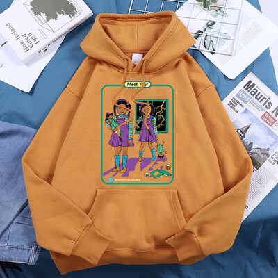 Upoznajte svoju In The Dark Ženske majice s kapuljačom Vintage Creativty Sweatshirts Hipsterska prevelika klasična jednostavna odjeća s kapuljačom