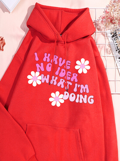 Δεν έχω ιδέα να εκτυπώσω Γυναικείες αθλητικές φόρμες βαμβακερές άνετες κουκούλες Μοντέρνα αθλητικά πουκάμισα αναψυχής Προσωπικότητα Ευέλικτα ρούχα