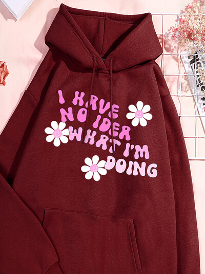 Δεν έχω ιδέα να εκτυπώσω Γυναικείες αθλητικές φόρμες βαμβακερές άνετες κουκούλες Μοντέρνα αθλητικά πουκάμισα αναψυχής Προσωπικότητα Ευέλικτα ρούχα