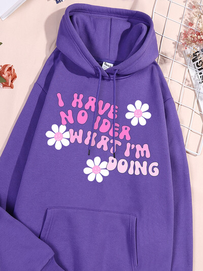 Δεν έχω ιδέα να εκτυπώσω Γυναικείες αθλητικές φόρμες βαμβακερές άνετες κουκούλες Μοντέρνα αθλητικά πουκάμισα αναψυχής Προσωπικότητα Ευέλικτα ρούχα