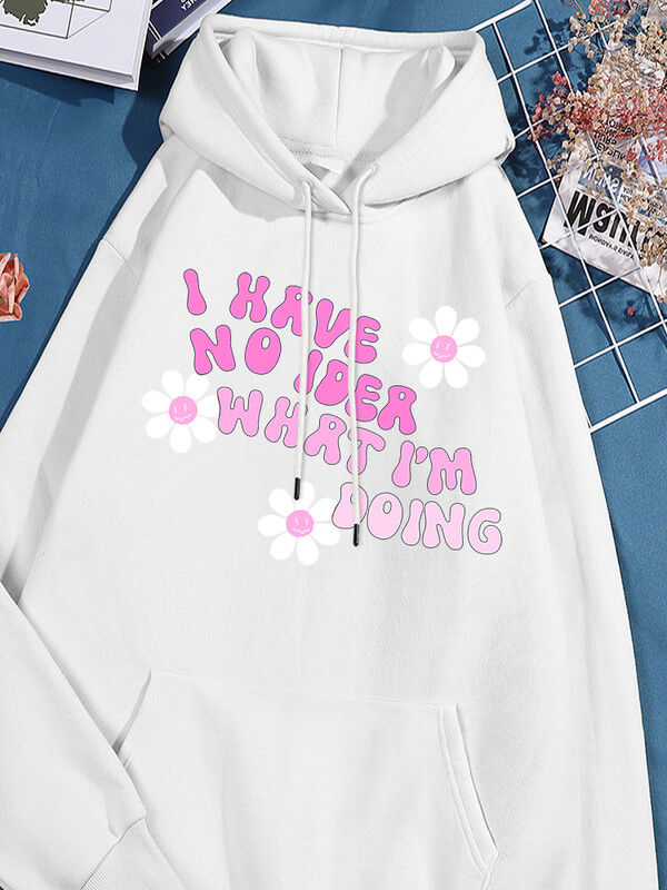 Δεν έχω ιδέα να εκτυπώσω Γυναικείες αθλητικές φόρμες βαμβακερές άνετες κουκούλες Μοντέρνα αθλητικά πουκάμισα αναψυχής Προσωπικότητα Ευέλικτα ρούχα