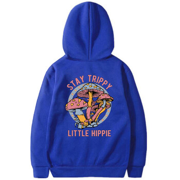 Stay Trippy Little Hippie Print Суитшърт Суичър с качулка Mushroom Суичър с качулка Hippi Hoodies Nature Lover Пуловер Растителни дрехи