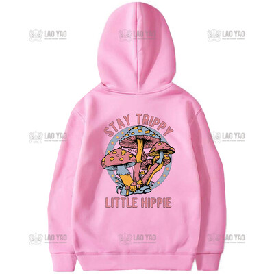 Stay Trippy Majica s kapuljačom s malim hipijevskim printom Gljiva Trenerka s kapuljačom Hippie majica s kapuljačom Nature Lover Pulover Biljna odjeća