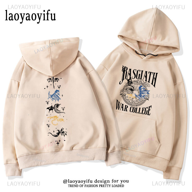 Fourth Wing majica s kapuljačom s grafičkim printom, ležerna majica s kapuljačom dugih rukava Basgiath War College, uniseks velika odjeća XS-3XL