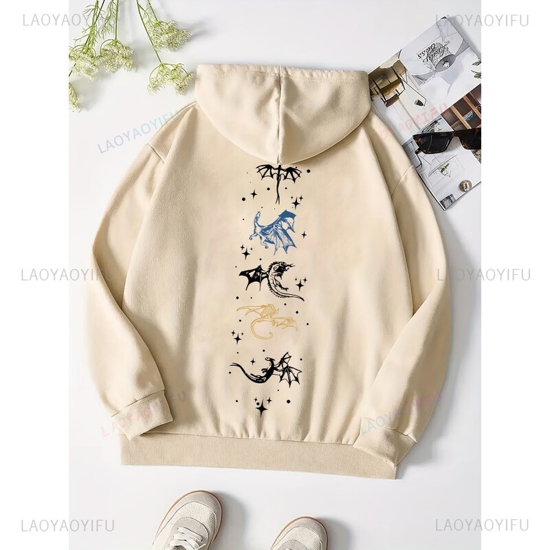 Fourth Wing majica s kapuljačom s grafičkim printom, ležerna majica s kapuljačom dugih rukava Basgiath War College, uniseks velika odjeća XS-3XL