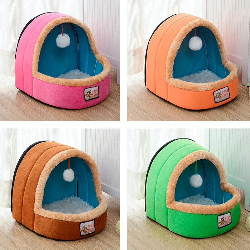 Pat pentru cort Nest Cat House cu pernă detașabilă, lavabilă, tapițată 2 în 1 Pat pentru pisoi de interior Pat pentru animale de companie de interior Pisica de interior
