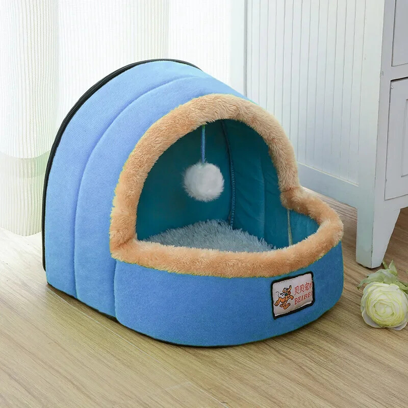 Pat pentru cort Nest Cat House cu pernă detașabilă, lavabilă, tapițată 2 în 1 Pat pentru pisoi de interior Pat pentru animale de companie de interior Pisica de interior