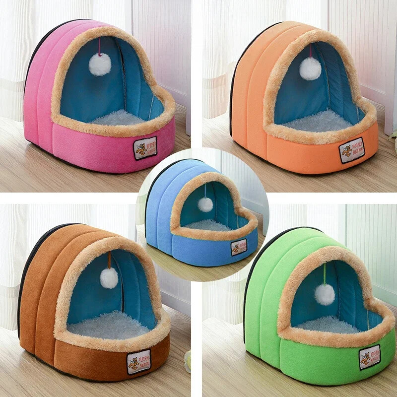 Pat pentru cort Nest Cat House cu pernă detașabilă, lavabilă, tapițată 2 în 1 Pat pentru pisoi de interior Pat pentru animale de companie de interior Pisica de interior