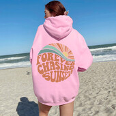 Obojeni Forever Chasing Sunset Hoody Retro Ženske duge rukave Inspirational Puloveri s kapuljačom