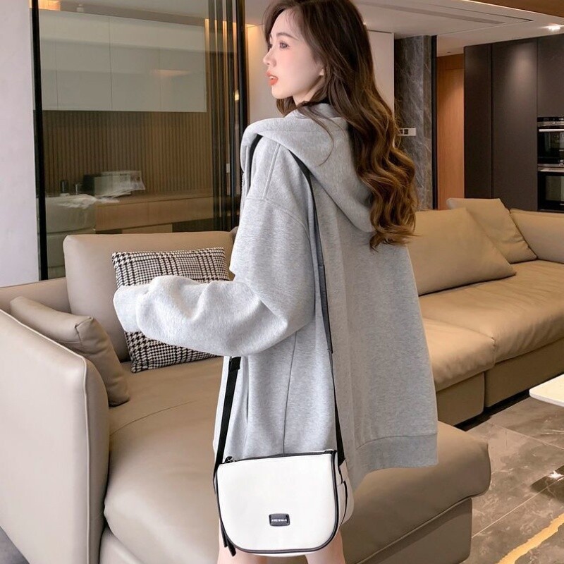 Ženske sportske šik majice s kapuljačom s vezom Ležerne široke jakne dugih rukava s patentnim zatvaračem Kaputi Harajuku Sweatshirts s kapuljačom Ulična odjeća