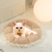 Apaļa, gara suņu gulta, noņemams mazgājams mājdzīvnieku paklājiņš ziemas silts guļošs kaķis ligzda mīksts groza spilvens pārnēsājams