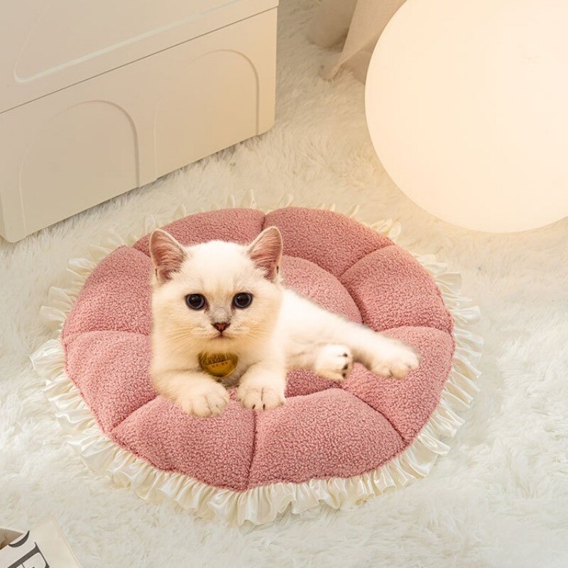 Apaļa, gara suņu gulta, noņemams mazgājams mājdzīvnieku paklājiņš ziemas silts guļošs kaķis ligzda mīksts groza spilvens pārnēsājams