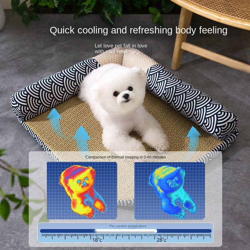 Ljetni jastuk za ledeni krevet za pse Cool Uklonjivi perivi rashladni tepih od ratana za spavanje Prozračna podloga za mačke Vodootporna otpornost na habanje