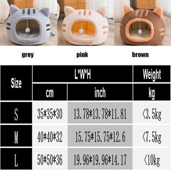 Ημι-κλειστό κρεβάτι γάτας Αντιολισθητικό σπίτι κατοικίδιων κατοικίδιων ρείθρων γατάκι Σπίτι εσωτερικού χώρου ύπνου γάτες σε σπήλαιο βελούδινο πτυσσόμενο μικρό σκυλί Σκηνή