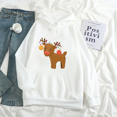 KAWAII Karácsonyi Elk pulóverek Női Férfi Harajuku Divat Karácsonyi Utcai ruházat Őszi Téli Meleg kapucnis pulóverek Pulóver Ropa Mujer