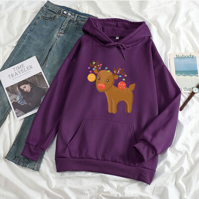 KAWAII Karácsonyi Elk pulóverek Női Férfi Harajuku Divat Karácsonyi Utcai ruházat Őszi Téli Meleg kapucnis pulóverek Pulóver Ropa Mujer
