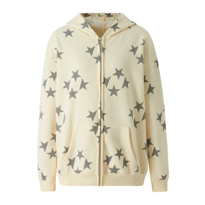 Y2K Αισθητικά Grunge Hoodies για γυναίκες Vintage Star Print Φούτερ με μακρυμάνικο φερμουάρ Φθινοπωρινά εξωτερικά ρούχα