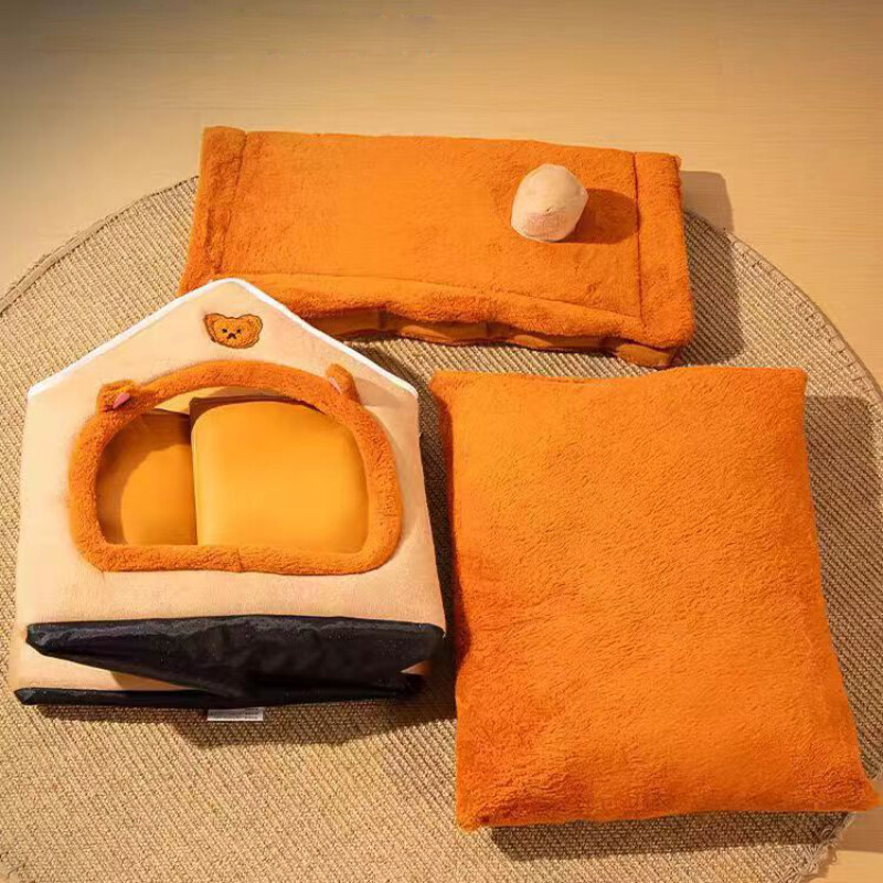 Skladací domček pre domáce zvieratá, vnútorný mäkký teplý chovateľský stôl, odnímateľný, umývateľný, posteľ pre domáce zvieratá s vankúšom pre extra malé psy a mačky