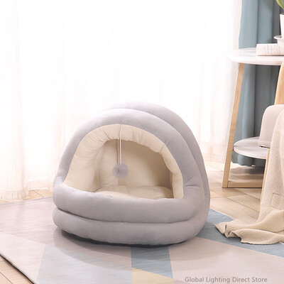 Meleg macskaágy kisállatkosár hangulatos cica nyugágy párna macskaház sátor nagyon puha kis kutyaszőnyeg táska mosható barlangi macskáknak ágyak 20