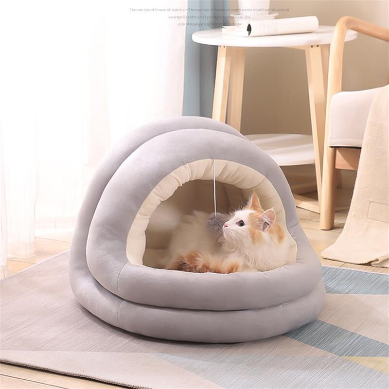 Meleg macskaágy kisállatkosár hangulatos cica nyugágy párna macskaház sátor nagyon puha kis kutyaszőnyeg táska mosható barlangi macskáknak ágyak 20