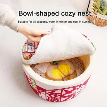 Keep Warm and Super Soft Creative Barreled Ramen Noodles Shaped Cute Pet Nest Cat House Dog Sleeping Cleeping Μαξιλάρι