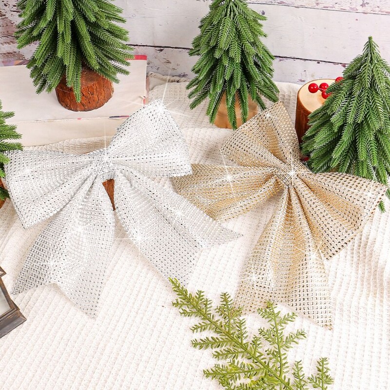 Božićna svjetlucava dijamantna mašna od tkanine Izvrsna festivalska velika mašna Privjesak Ručno izrađeni privjesak za božićno drvce