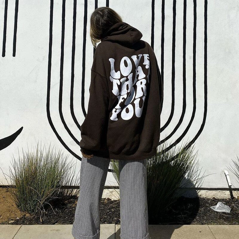 Stitch Europe traf rudens un ziemas jauns sieviešu džemperis Y2K street retro drukātiem burtiem brīvs džemperis silts Joker Gothic mētelis.