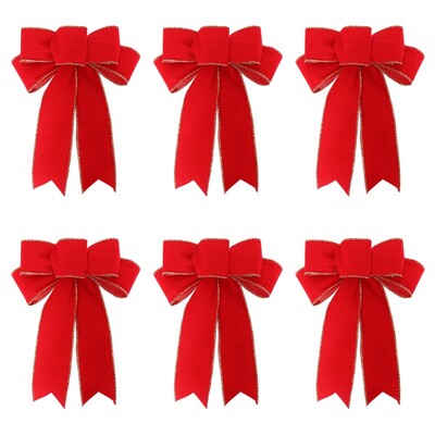 6 τμχ Φιόγκοι Χριστουγεννιάτικου Δέντρου DIY Διακοσμητικά στεφάνι γιρλάντα Καλά Χριστουγεννιάτικα Διακοσμητικά για το Σπίτι 2024 Πρωτοχρονιάτικο Λινό Παπιγιόν