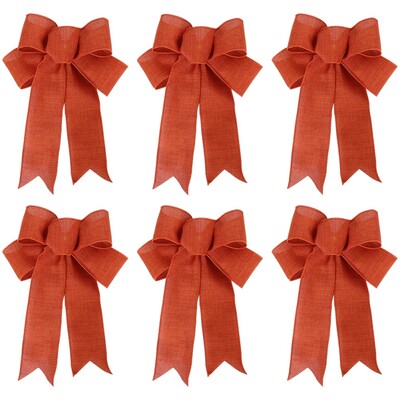 6 τμχ Φιόγκοι Χριστουγεννιάτικου Δέντρου DIY Διακοσμητικά στεφάνι γιρλάντα Καλά Χριστουγεννιάτικα Διακοσμητικά για το Σπίτι 2024 Πρωτοχρονιάτικο Λινό Παπιγιόν