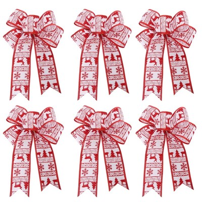 6 τμχ Φιόγκοι Χριστουγεννιάτικου Δέντρου DIY Διακοσμητικά στεφάνι γιρλάντα Καλά Χριστουγεννιάτικα Διακοσμητικά για το Σπίτι 2024 Πρωτοχρονιάτικο Λινό Παπιγιόν