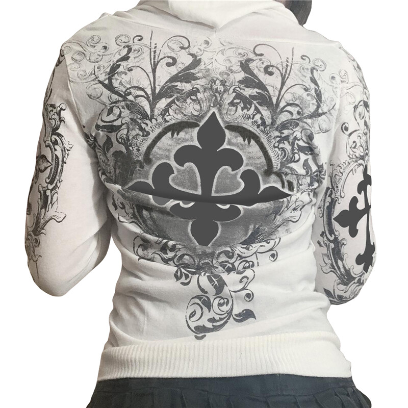 Lamuusaa y2k Hoodies Sieviešu Rhinestone Graphic Print Mētelis ar garām piedurknēm ar kapuci Gothic Grunge džemperi 2000. gadu ielas apģērbs