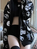 talvine vintage Kapuutsiga tänavariided Harajuku Goth Skull mustriga vabaaja pullover lahtine punk naiste dressipluus y2k riided Pusad emo